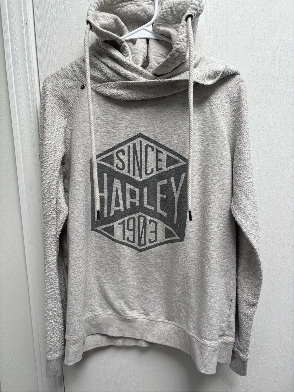 Harley-Davidson Light Gray Crewneck Hoodie with Dark Gray Logo